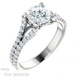 Round Cut Forever One Moissanite Engagement Ring #GTJ942-round-fo-w 4 Round Cut Forever One Moissanite Engagement Ring #GTJ942-round-fo-w