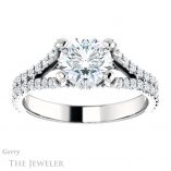 Round Cut Forever One Moissanite Engagement Ring #GTJ942-round-fo-w 1 Round Cut Forever One Moissanite Engagement Ring #GTJ942-round-fo-w