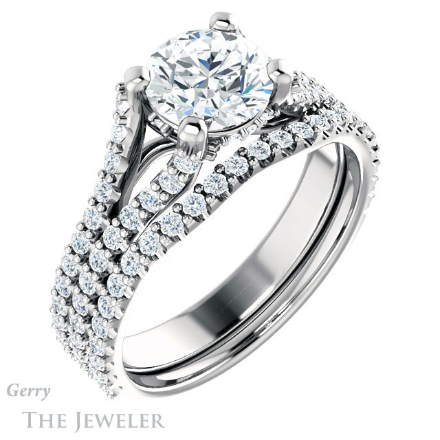 Round Cut Forever One Moissanite Engagement Ring #GTJ942-round-fo-w 6 Round Cut Forever One Moissanite Engagement Ring #GTJ942-round-fo-w