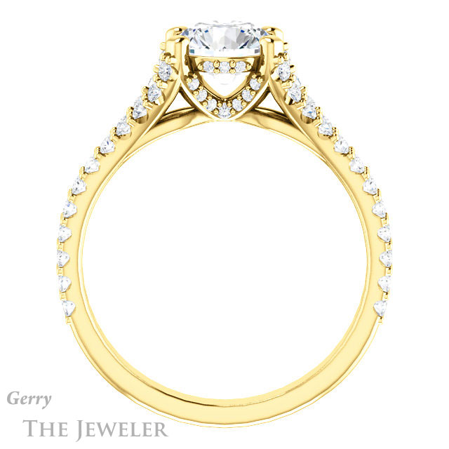 Round Cut Forever One Moissanite Engagement Ring #GTJ942-round-fo-y