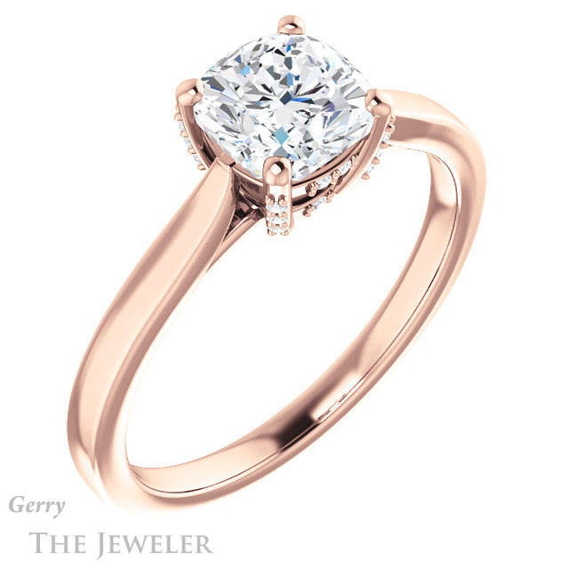 Cushion Cut Forever One Moissanite Engagement Ring #GTJ943-cushion-fo-r