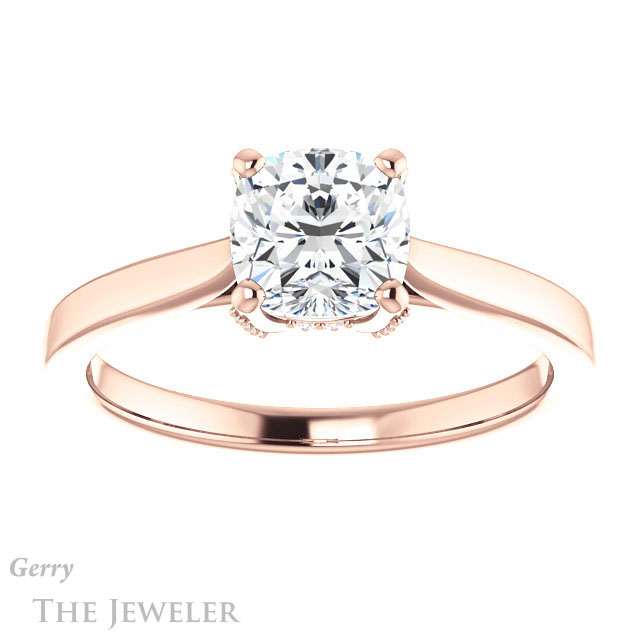 Cushion Cut Forever One Moissanite Engagement Ring #GTJ943-cushion-fo-r
