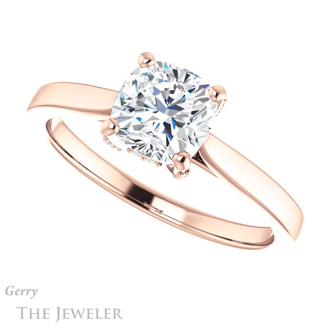 Cushion Cut Forever One Moissanite Engagement Ring #GTJ943-cushion-fo-r