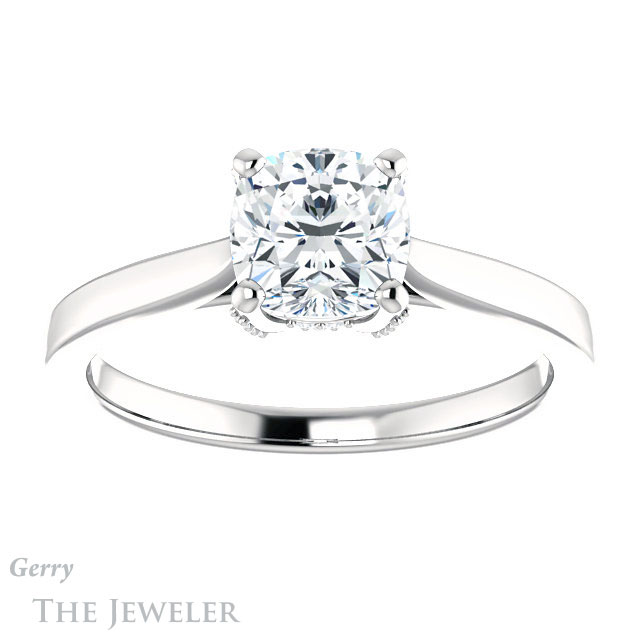 Cushion Cut Forever One Moissanite Engagement Ring #GTJ943-cushion-fo-w 1 Cushion Cut Forever One Moissanite Engagement Ring #GTJ943-cushion-fo-w