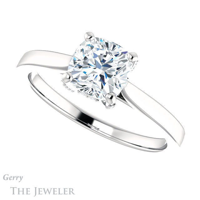 Cushion Cut Forever One Moissanite Engagement Ring #GTJ943-cushion-fo-w 5 Cushion Cut Forever One Moissanite Engagement Ring #GTJ943-cushion-fo-w