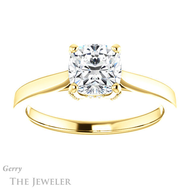 Cushion Cut Forever One Moissanite Engagement Ring #GTJ943-cushion-fo-y