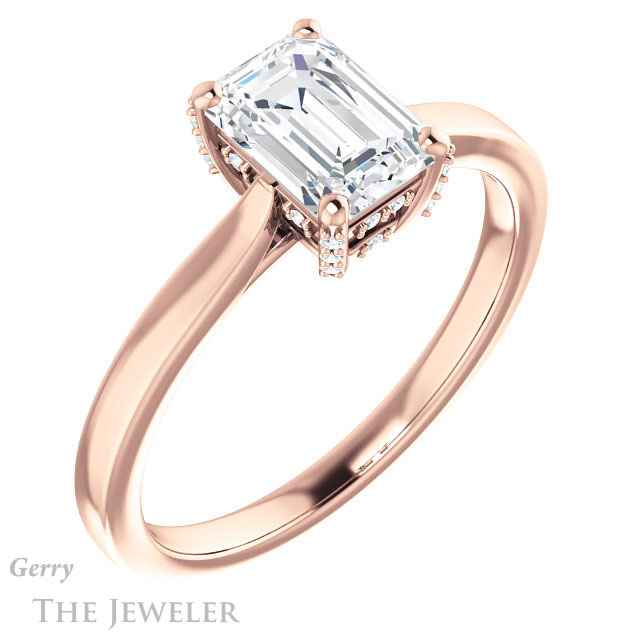 Emerald Cut Forever One Moissanite Engagement Ring #GTJ943-emerald-fb-r 4 Emerald Cut Forever Brilliant Moissanite Engagement Ring #GTJ943-emerald-fb-r