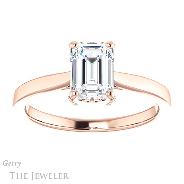 Emerald Cut Forever Brilliant Moissanite Engagement Ring #GTJ943-emerald-fb-r