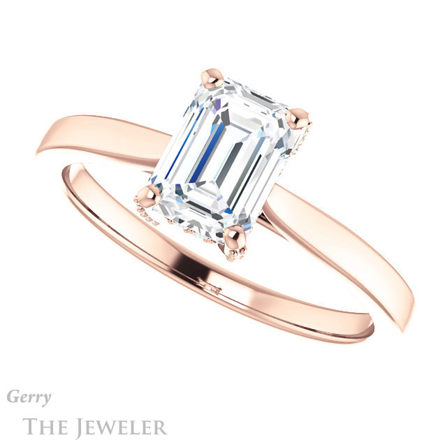 Emerald Cut Forever One Moissanite Engagement Ring #GTJ943-emerald-fb-r 5 Emerald Cut Forever Brilliant Moissanite Engagement Ring #GTJ943-emerald-fb-r