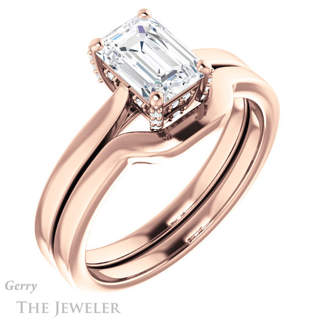 Emerald Cut Forever One Moissanite Engagement Ring #GTJ943-emerald-fb-r 6 Emerald Cut Forever Brilliant Moissanite Engagement Ring #GTJ943-emerald-fb-r