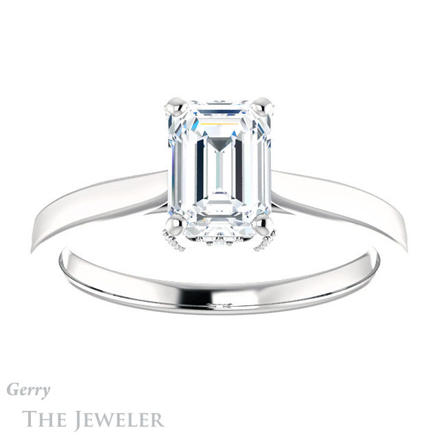 Emerald Cut Forever Brilliant Moissanite Engagement Ring #GTJ943-emerald-fb-w