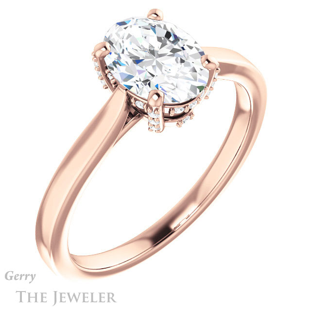 Oval Shaped Forever One Moissanite Engagement Ring #GTJ943-oval-fo-r