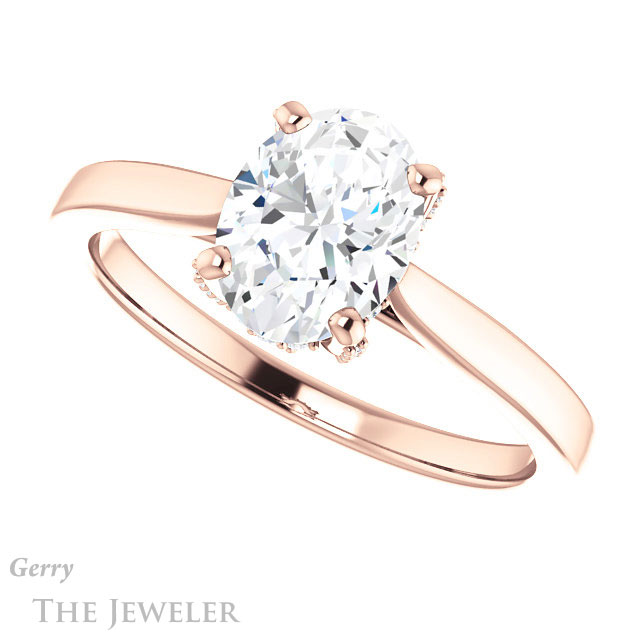 Oval Shaped Forever One Moissanite Engagement Ring #GTJ943-oval-fo-r