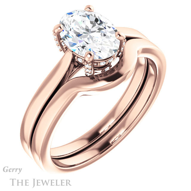 Oval Shaped Forever One Moissanite Engagement Ring #GTJ943-oval-fo-r