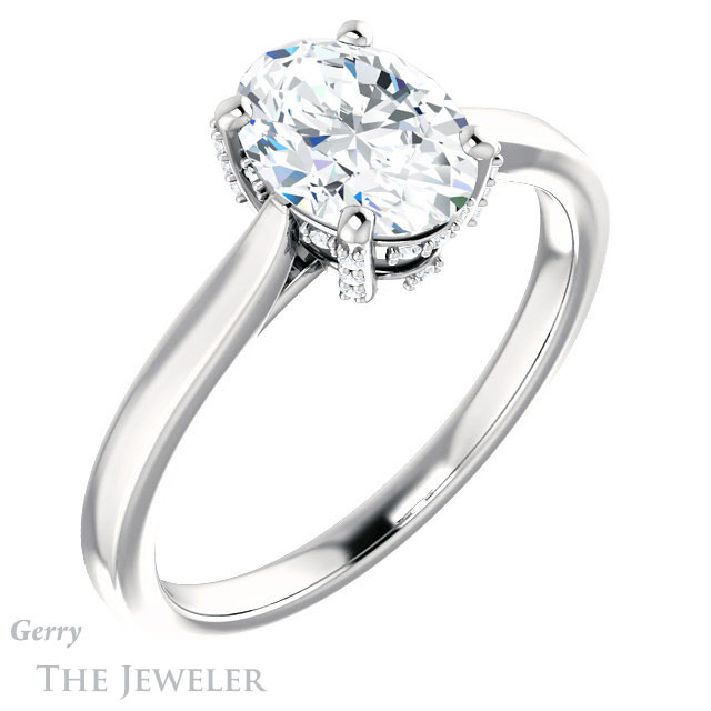 Oval Shaped Forever One Moissanite Engagement Ring #GTJ943-oval-fo-w
