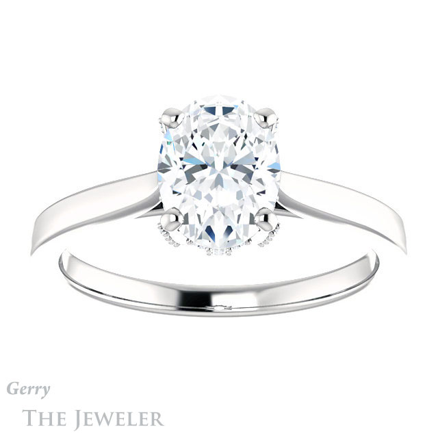Oval Shaped Forever One Moissanite Engagement Ring #GTJ943-oval-fo-w