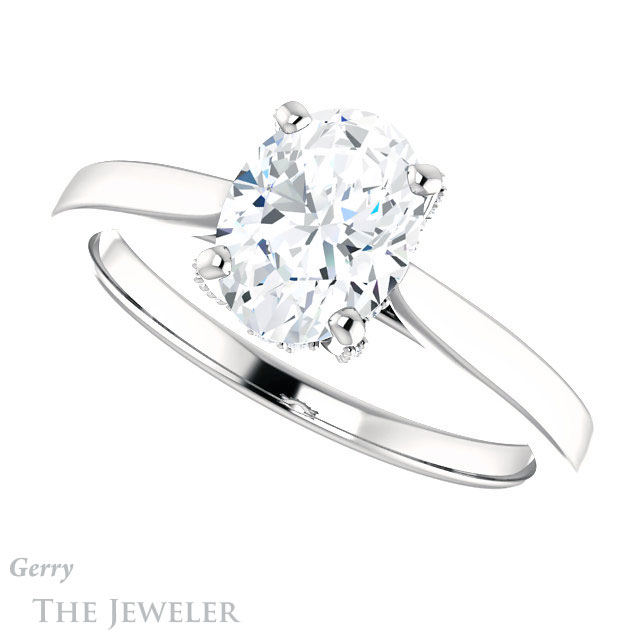 Oval Shaped Forever One Moissanite Engagement Ring #GTJ943-oval-fo-w