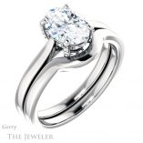 Oval Shaped Forever One Moissanite Engagement Ring #GTJ943-oval-fo-w