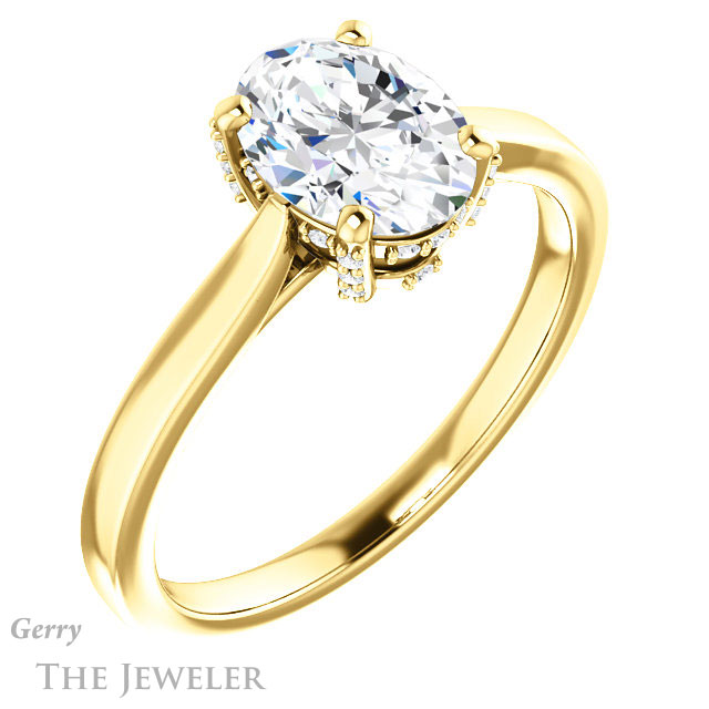 Oval Shaped Forever One Moissanite Engagement Ring #GTJ943-oval-fo-y 4 Oval Shaped Forever One Moissanite Engagement Ring #GTJ943-oval-fo-y