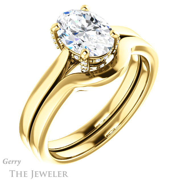 Oval Shaped Forever One Moissanite Engagement Ring #GTJ943-oval-fo-y 6 Oval Shaped Forever One Moissanite Engagement Ring #GTJ943-oval-fo-y