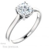 Round Cut Forever One Moissanite Engagement Ring #GTJ943-round-fo-w
