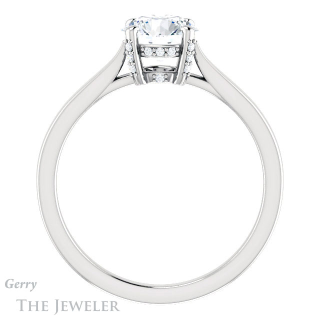 Round Cut Forever One Moissanite Engagement Ring #GTJ943-round-fo-w