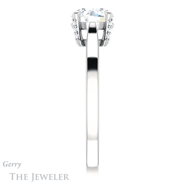 Round Cut Forever One Moissanite Engagement Ring #GTJ943-round-fo-w