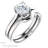Round Cut Forever One Moissanite Engagement Ring #GTJ943-round-fo-w