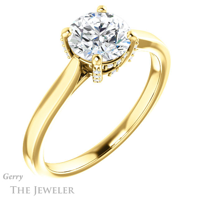 Round Cut Forever One Moissanite Engagement Ring #GTJ943-round-fo-y