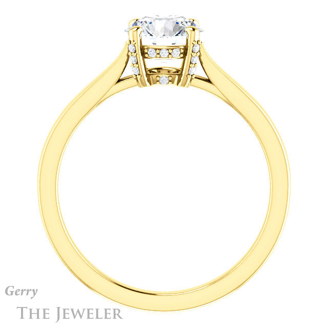 Round Cut Forever One Moissanite Engagement Ring #GTJ943-round-fo-y