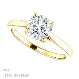 Round Cut Forever One Moissanite Engagement Ring #GTJ943-round-fo-y