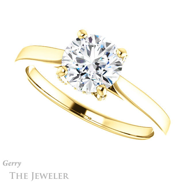 Round Cut Forever One Moissanite Engagement Ring #GTJ943-round-fo-y