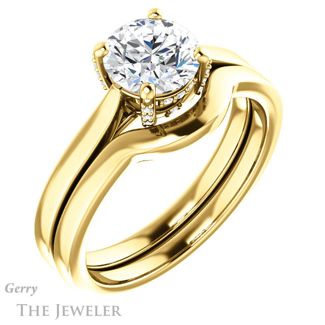 Round Cut Forever One Moissanite Engagement Ring #GTJ943-round-fo-y