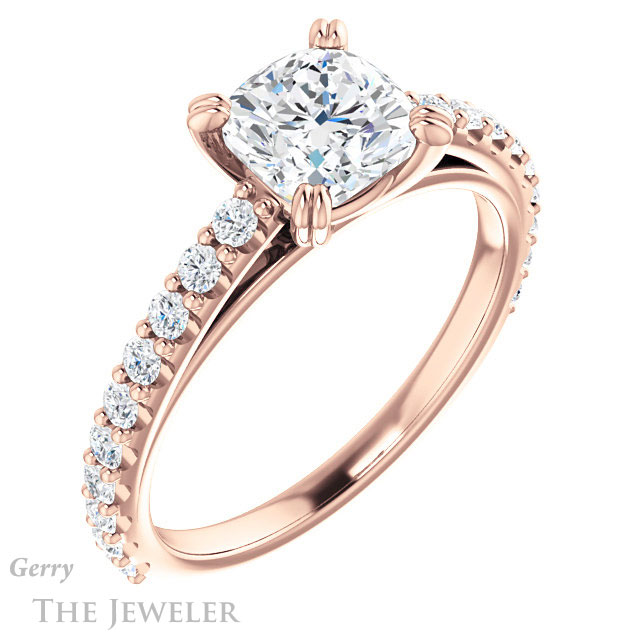 Cushion Cut Forever One Moissanite Engagement Ring #GTJ944-cushion-fo-r