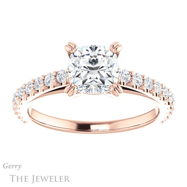 Cushion Cut Forever One Moissanite Engagement Ring #GTJ944-cushion-fo-r