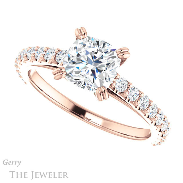 Cushion Cut Forever One Moissanite Engagement Ring #GTJ944-cushion-fo-r