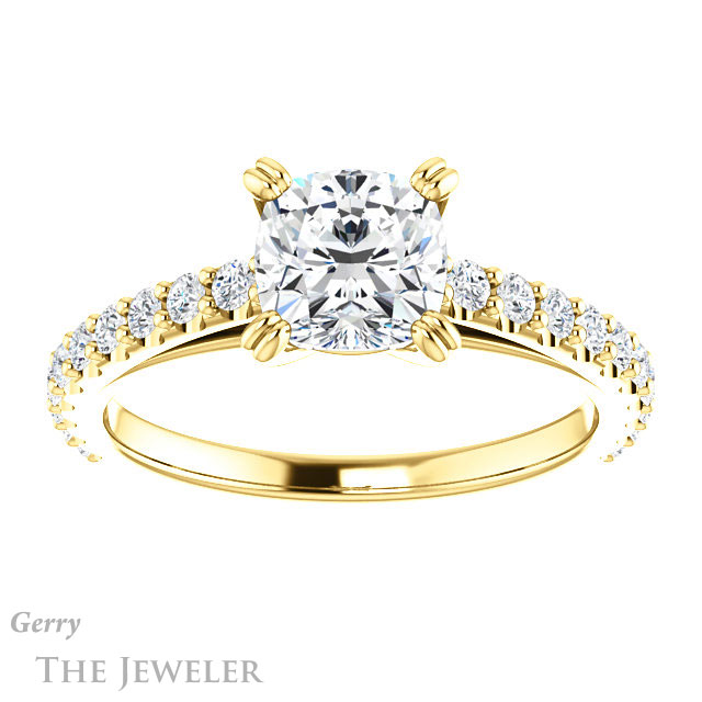 Cushion Cut Forever One Moissanite Engagement Ring #GTJ944-cushion-fo-y 1 Cushion Cut Forever One Moissanite Engagement Ring #GTJ944-cushion-fo-y