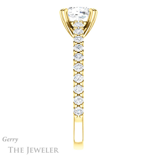 Cushion Cut Forever One Moissanite Engagement Ring #GTJ944-cushion-fo-y 3 Cushion Cut Forever One Moissanite Engagement Ring #GTJ944-cushion-fo-y