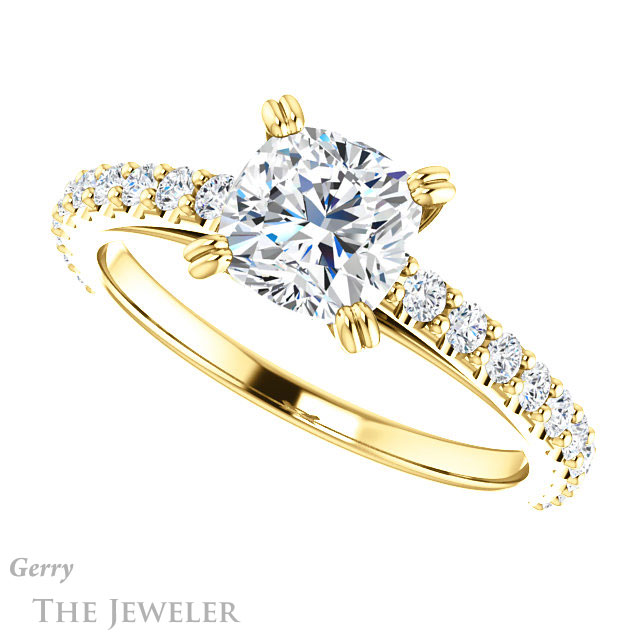 Cushion Cut Forever One Moissanite Engagement Ring #GTJ944-cushion-fo-y 5 Cushion Cut Forever One Moissanite Engagement Ring #GTJ944-cushion-fo-y