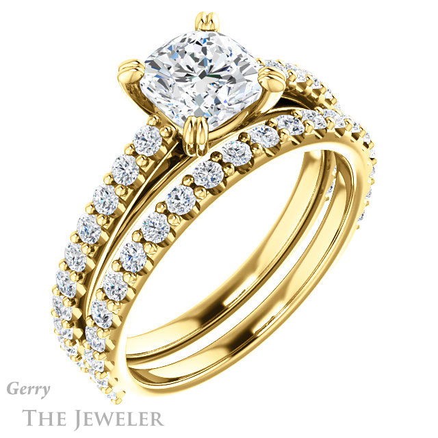 Cushion Cut Forever One Moissanite Engagement Ring #GTJ944-cushion-fo-y 6 Cushion Cut Forever One Moissanite Engagement Ring #GTJ944-cushion-fo-y