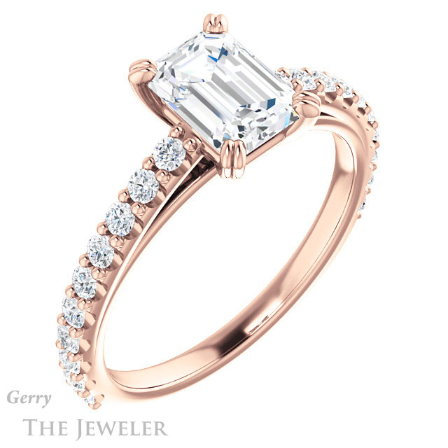 Emerald Cut Forever One Moissanite Engagement Ring #GTJ944-emerald-fb-r 4 Emerald Cut Forever Brilliant Moissanite Engagement Ring #GTJ944-emerald-fb-r