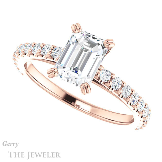 Emerald Cut Forever One Moissanite Engagement Ring #GTJ944-emerald-fb-r 5 Emerald Cut Forever Brilliant Moissanite Engagement Ring #GTJ944-emerald-fb-r