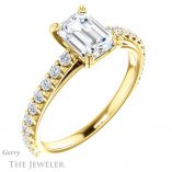 Emerald Cut Forever One Moissanite Engagement Ring #GTJ944-emerald-fb-y 4 Emerald Cut Forever Brilliant Moissanite Engagement Ring #GTJ944-emerald-fb-y