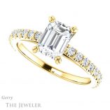 Emerald Cut Forever One Moissanite Engagement Ring #GTJ944-emerald-fb-y 5 Emerald Cut Forever Brilliant Moissanite Engagement Ring #GTJ944-emerald-fb-y