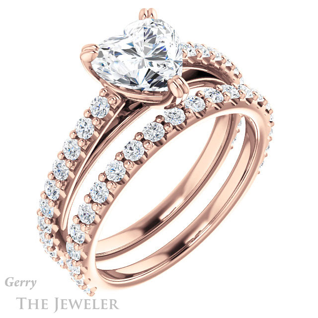 Heart Shaped Forever One Moissanite Engagement Ring #GTJ944-heart-fb-r 6 Heart Shaped Forever Brilliant Moissanite Engagement Ring #GTJ944-heart-fb-r