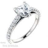 Heart Shaped Forever One Moissanite Engagement Ring #GTJ944-heart-fb-w 4 Heart Shaped Forever Brilliant Moissanite Engagement Ring #GTJ944-heart-fb-w