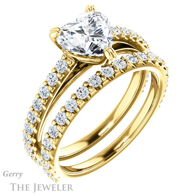 Heart Shaped Forever One Moissanite Engagement Ring #GTJ944-heart-fb-y 6 Heart Shaped Forever Brilliant Moissanite Engagement Ring #GTJ944-heart-fb-y