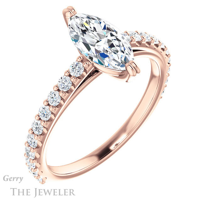 Marquise Cut Forever One Moissanite Engagement Ring #GTJ944-marquise-fb-r 4 Marquise Cut Forever Brilliant Moissanite Engagement Ring #GTJ944-marquise-fb-r