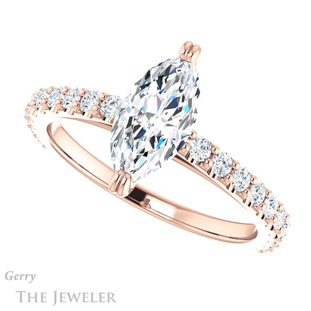 Marquise Cut Forever One Moissanite Engagement Ring #GTJ944-marquise-fb-r 5 Marquise Cut Forever Brilliant Moissanite Engagement Ring #GTJ944-marquise-fb-r