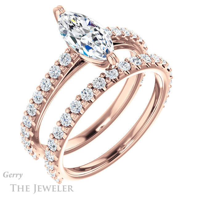 Marquise Cut Forever One Moissanite Engagement Ring #GTJ944-marquise-fb-r 6 Marquise Cut Forever Brilliant Moissanite Engagement Ring #GTJ944-marquise-fb-r